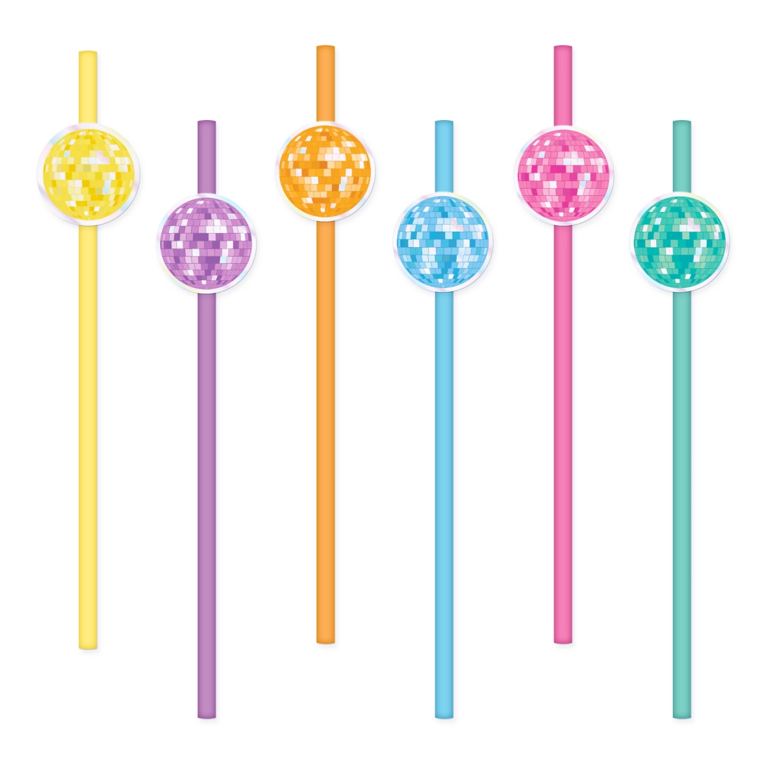 Retro Disco papír szívószálak 19,5 cm | 6 darabos készlet